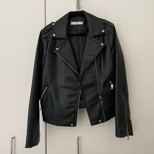 Faux leather moto jacket